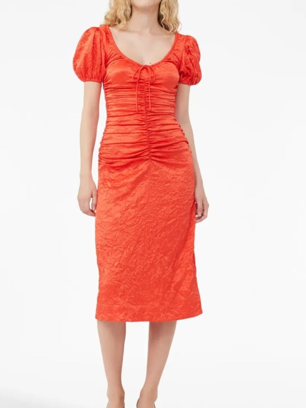 GANNI Grenadine Ruched Midi Dress Sz 38 US 6 NEW NWT